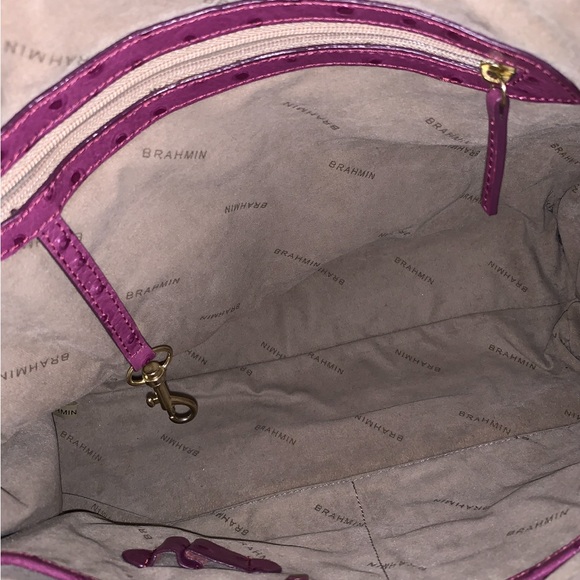 Brahmin Tori Tote Ostrich Fig Normandy Bag Purse Leather - Picture 10 of 16